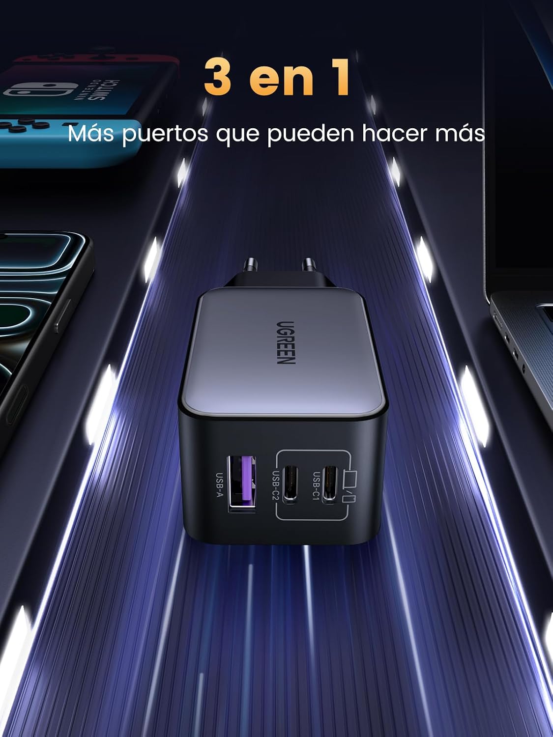 Detalle de UGREEN Nexode Cargador USB C 65W