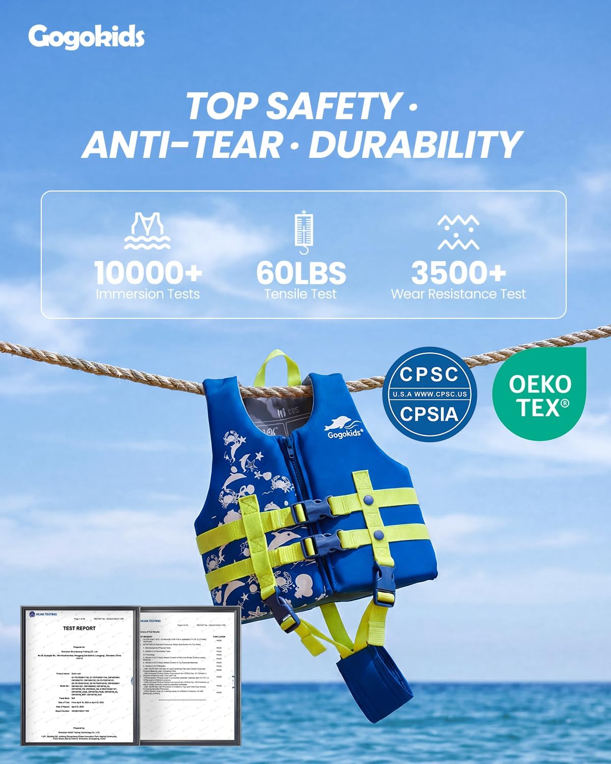 Thumbnail 1 de Gogokids Toddler Swim Vest (Kids Floaties) for Pool & Beach, Fits 2–8 Years / 22–60 lbs