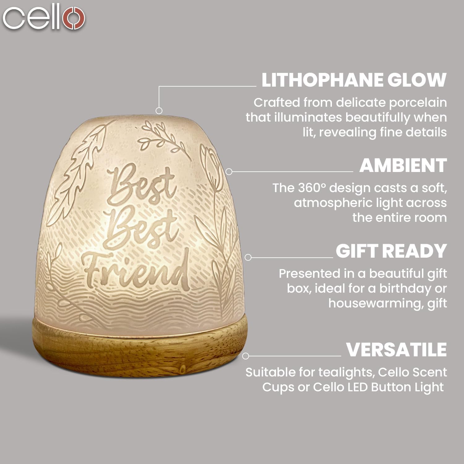 Thumbnail 2 de Porcelain Tall Tealight Holder Dome by Cello — 3D lithophane tealight glow for LED or real candles