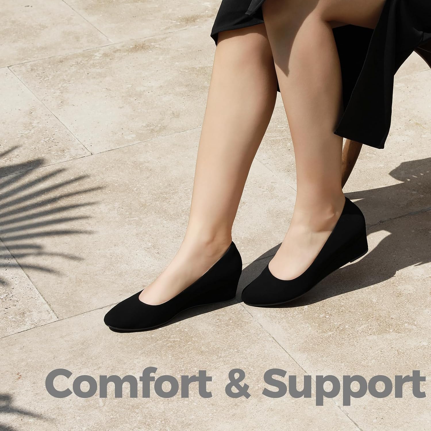 Detalle de Ankis 2-Inch Low Heel Wedges for Women (Closed Toe) in Black, Nude, Gold & Silver