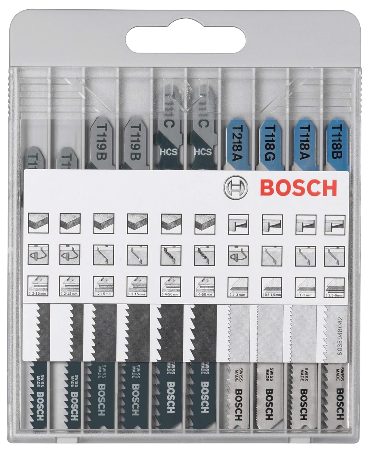 Thumbnail 3 de Bosch 10-Piece Basic Jigsaw Blade Set for Wood and Metal (T 119 BO, T 119 B, T 111 C, T 218 A, T 118 G, T 118 A, T 118 B)
