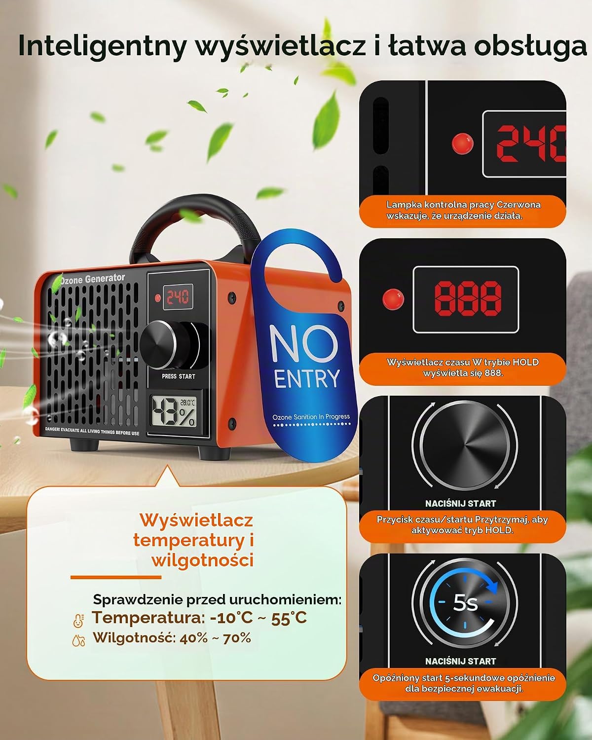 Detalle 2 de LUXVANO FL-10H – generator ozonu 168 000 mg/h, timer 240 min i wyświetlacz