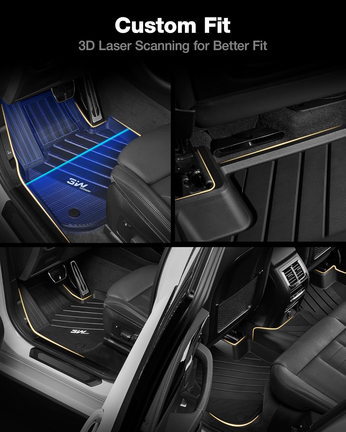 Thumbnail 3 de 3W 2018-2024 BMW X3 Floor Mats & Cargo Liner (G01) — All-Weather TPE, Custom-Fit 6-Piece Set