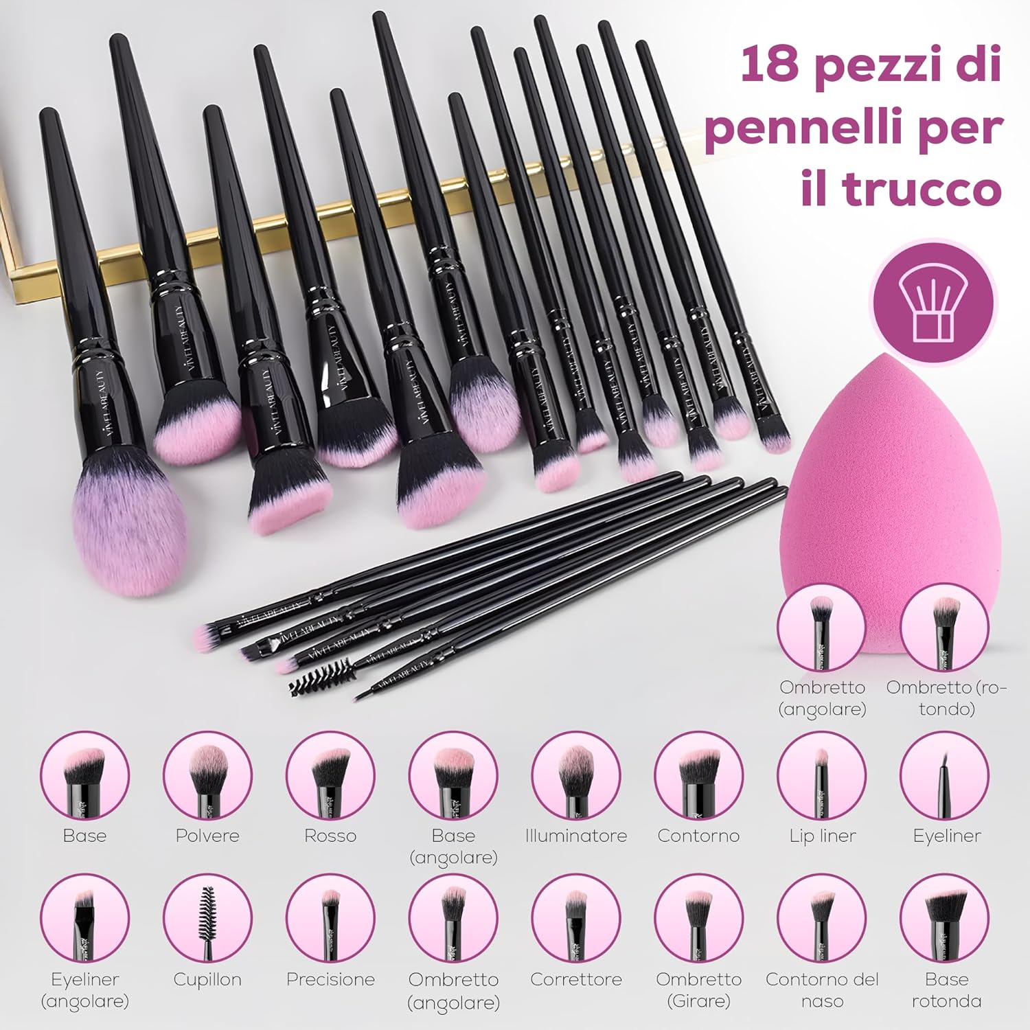 Thumbnail 1 de Set Pennelli Make Up 18 pezzi kit professionale per trucco 🎨