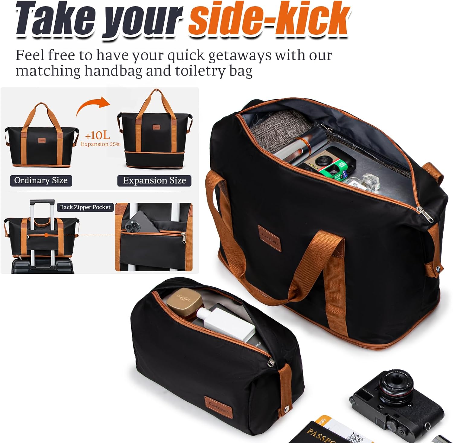 Detalle de Cosbarn Luggage Sets Hardshell 5 Piece: Durable, Lightweight Spinner Suitcases with Tote