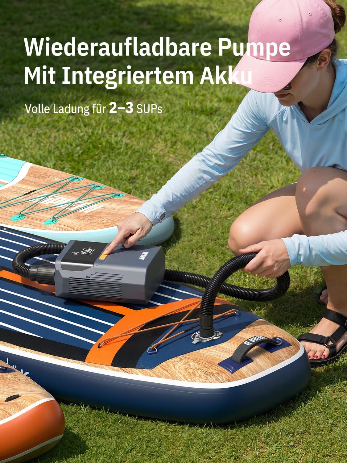 Detalle de Niphean Elektrische Luftpumpe Akku – 50 PSI, vielseitig einsetzbar für Reifen, SUPs, Zelte und mehr