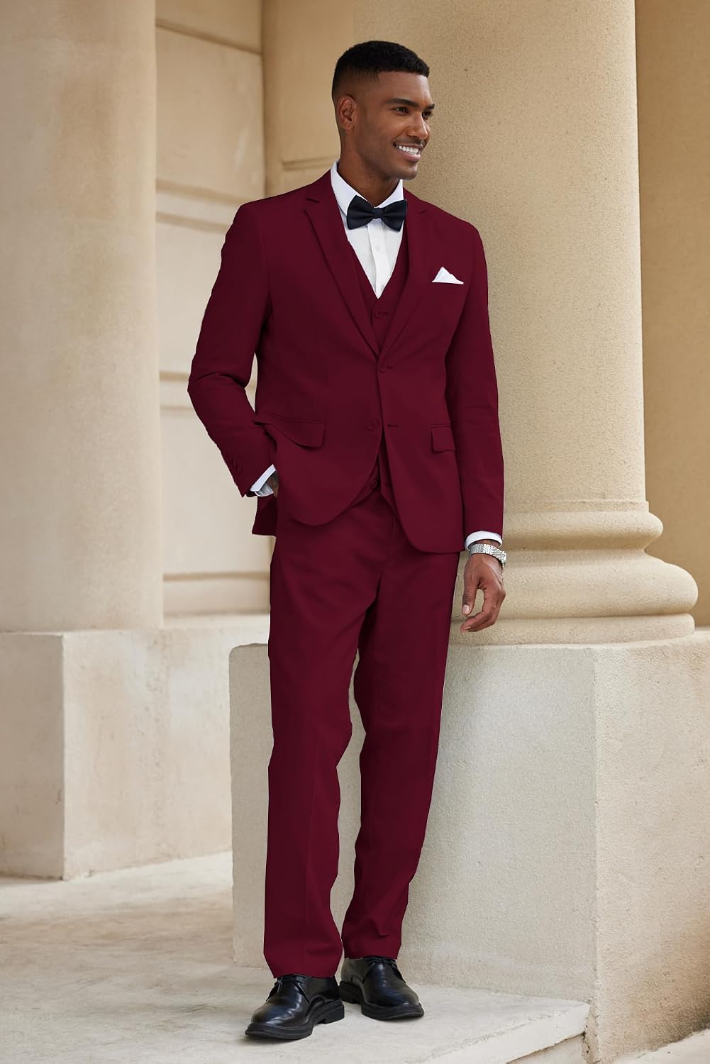 Detalle de COOFANDY Men's 3-Piece Cotton-Linen Suit with Blazer, Vest and Pants