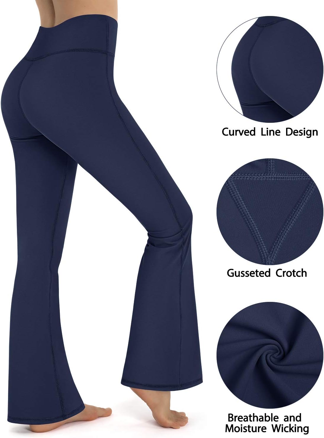 Detalle de Promoter Flared Trousers: Women Bootcut Yoga Pants with High Waist, Tummy Control and Stretch