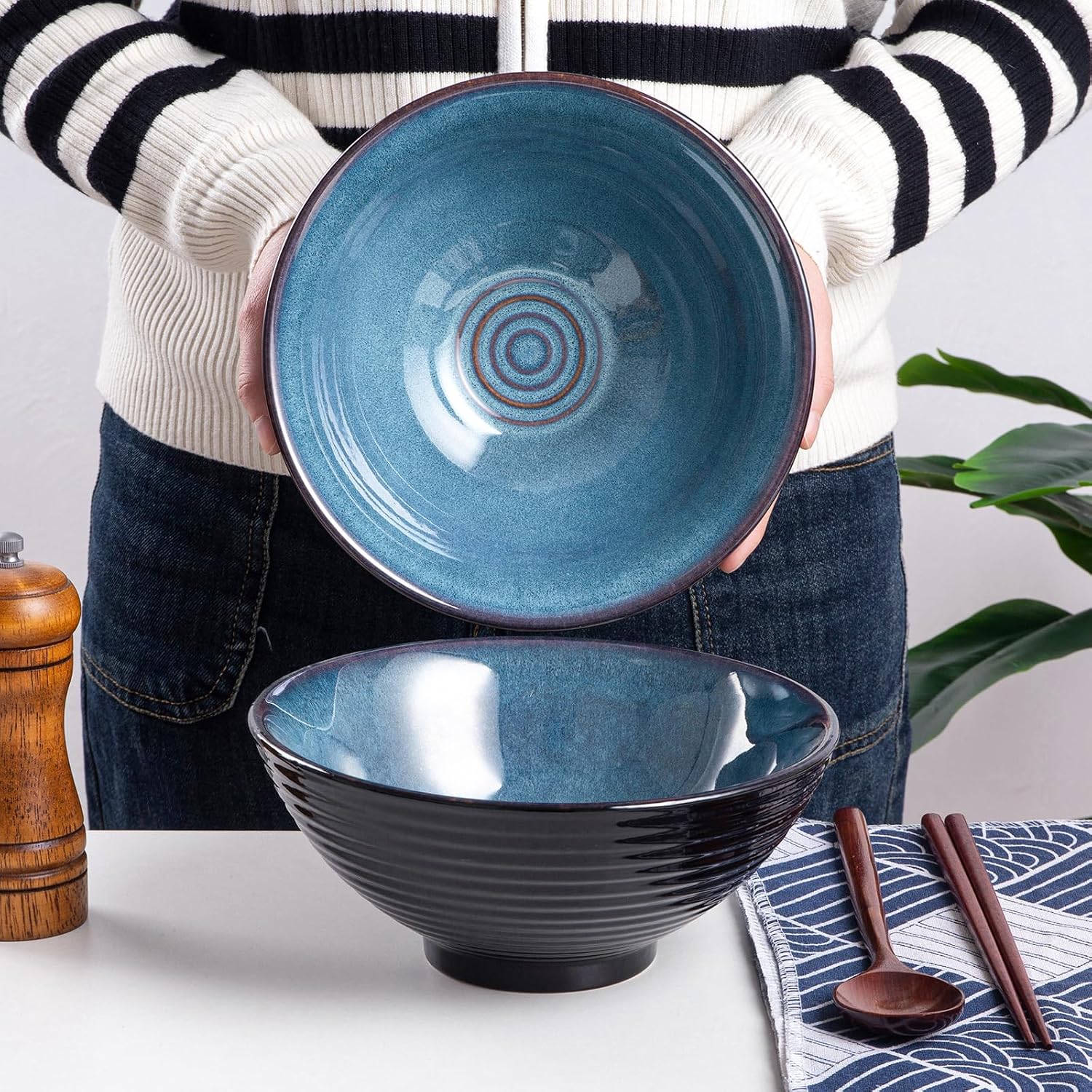Thumbnail 6 de Auanlay ramen bowl – ceramiczne miski do ramenu 1200 ml, zestaw 2