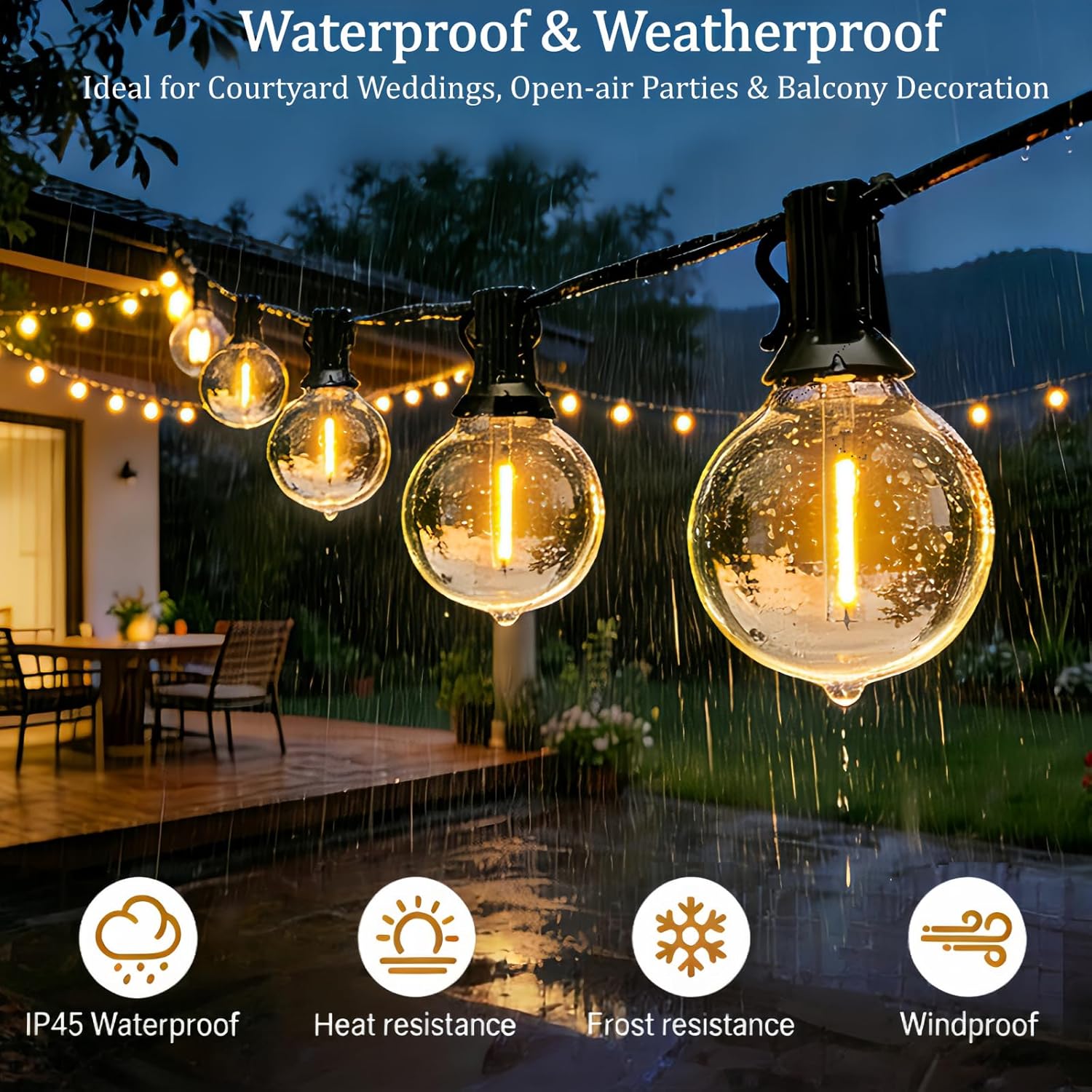 Detalle 2 de LaPitio Catena Luminosa Esterno 45.7M IP45 – Luci da Giardino con 75+2 LED, Bianco Caldo 2700K