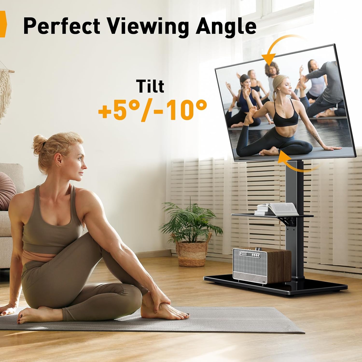Thumbnail 3 de PERLEGEAR TV Floor Stand for 30-70 inch TVs up to 50 kg with Tilt, Swivel and Adjustable Shelf