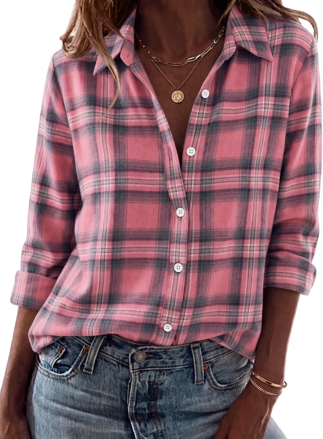 Detalle de Zeagoo Women's Flannel Shirt, Cotton Blend