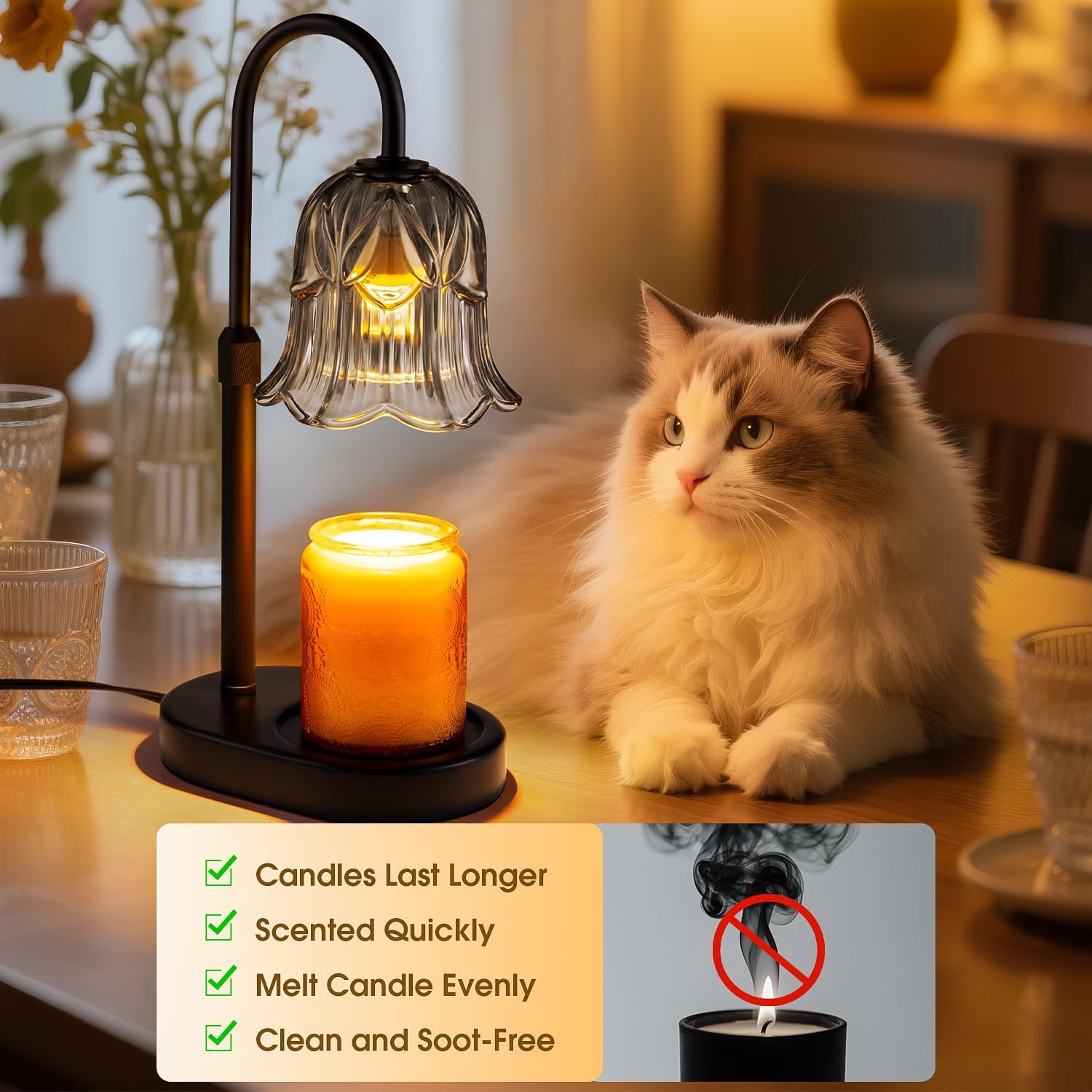 Detalle de Pfxud SY-RLD03 Candle Warmer Lamp, Gray Flower Design, Timer and Dimming