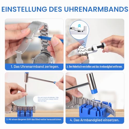 Detalle de JOREST Uhrenwerkzeug-Set zum Kürzen von Metallarmbändern und Anpassen von Lederbändern