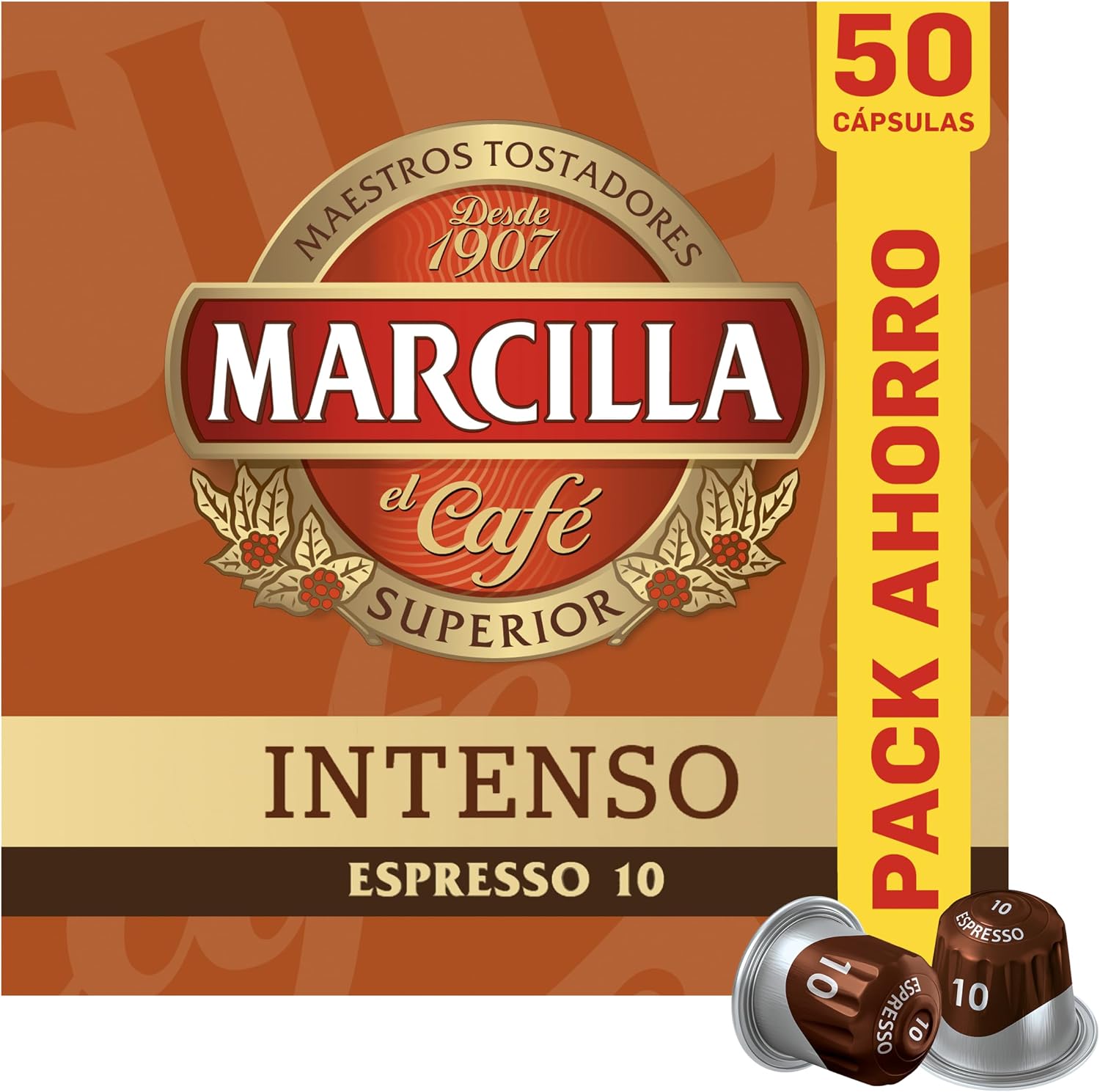 Detalle de Marcilla Cápsulas de Café Intenso Intesidad 10 | 50 cápsulas compatibles Nespresso