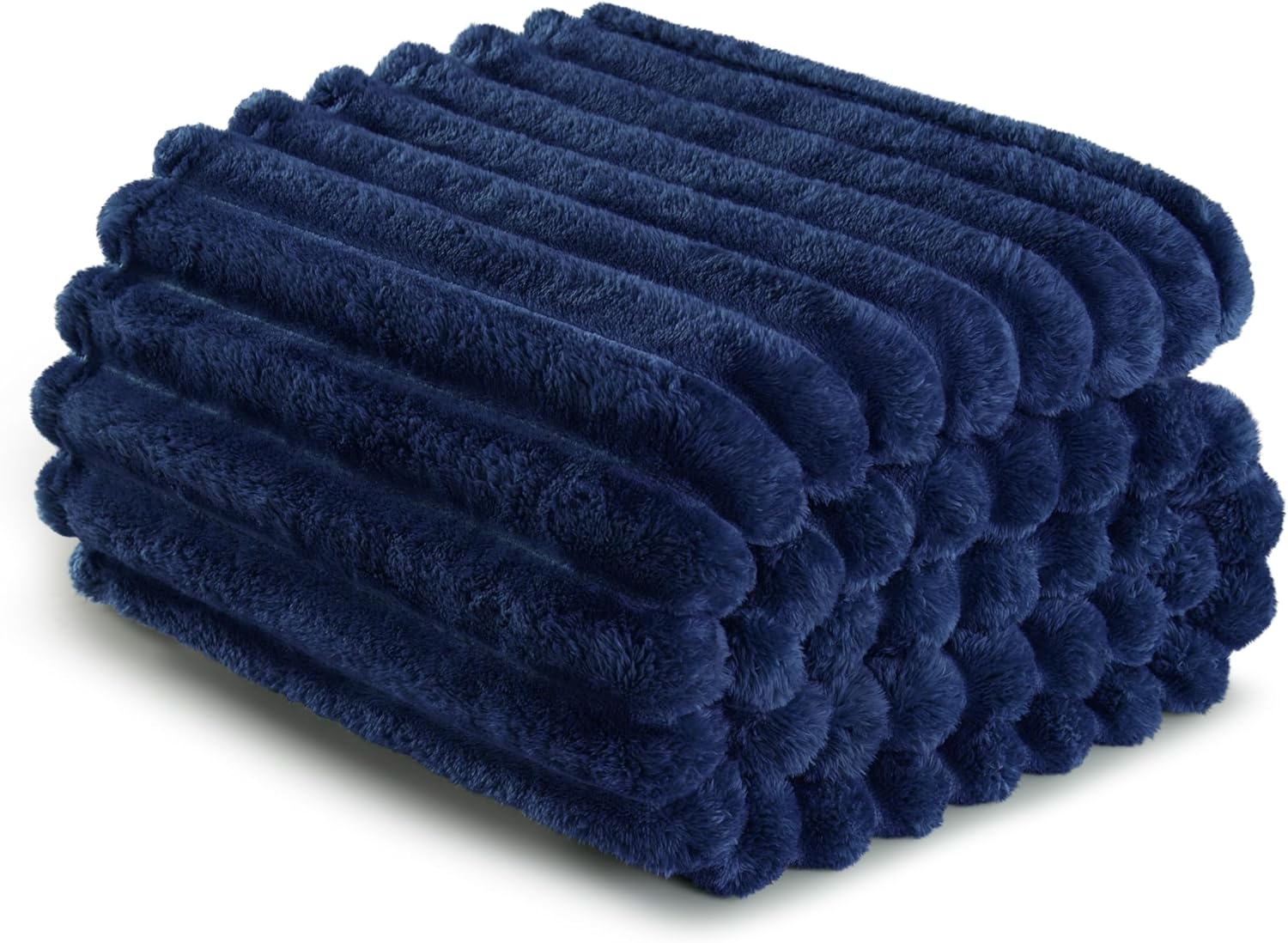 Thumbnail 5 de Exclusivo Couverture Polaire Rayée 130x150 cm Bleu Marine — Plaid Canapé douillet et polyvalent