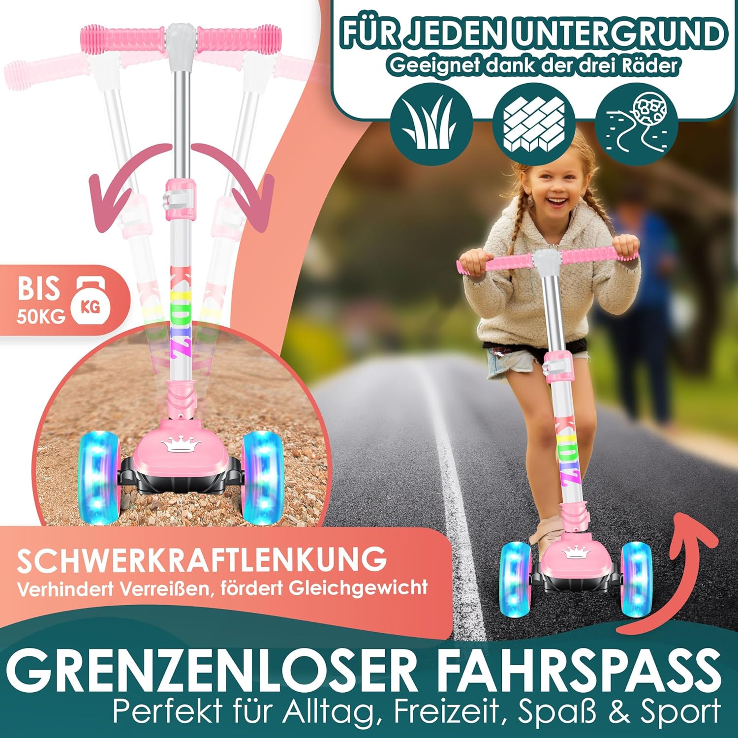 Thumbnail 5 de KIDIZ X-Pro2 Dreiradscooter LED Räder 3–12 Jahre