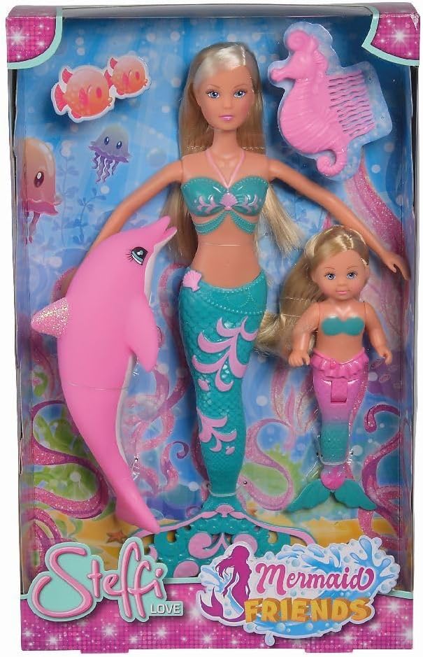 Thumbnail 6 de Simba Steffi Love Sirène et Amis + Evi – Poupées sirènes (Steffi 29 cm et Evi 12 cm) + dauphin, dès 3 ans