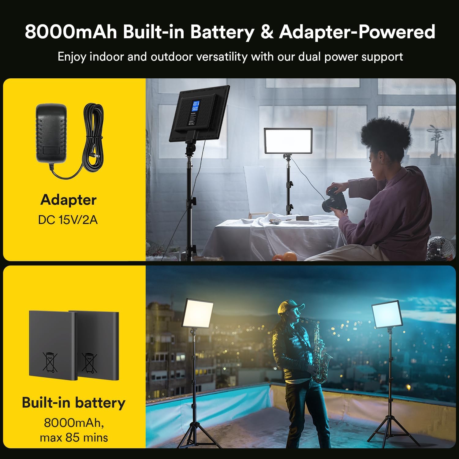 Detalle 2 de RALENO LED Videoleuchte 8000mAh