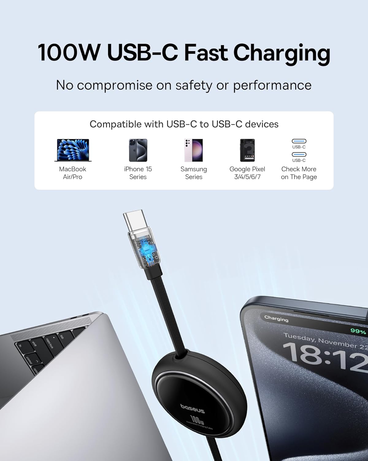 Thumbnail 1 de Baseus USB C to USB C Cable 100W retractable 🔌
