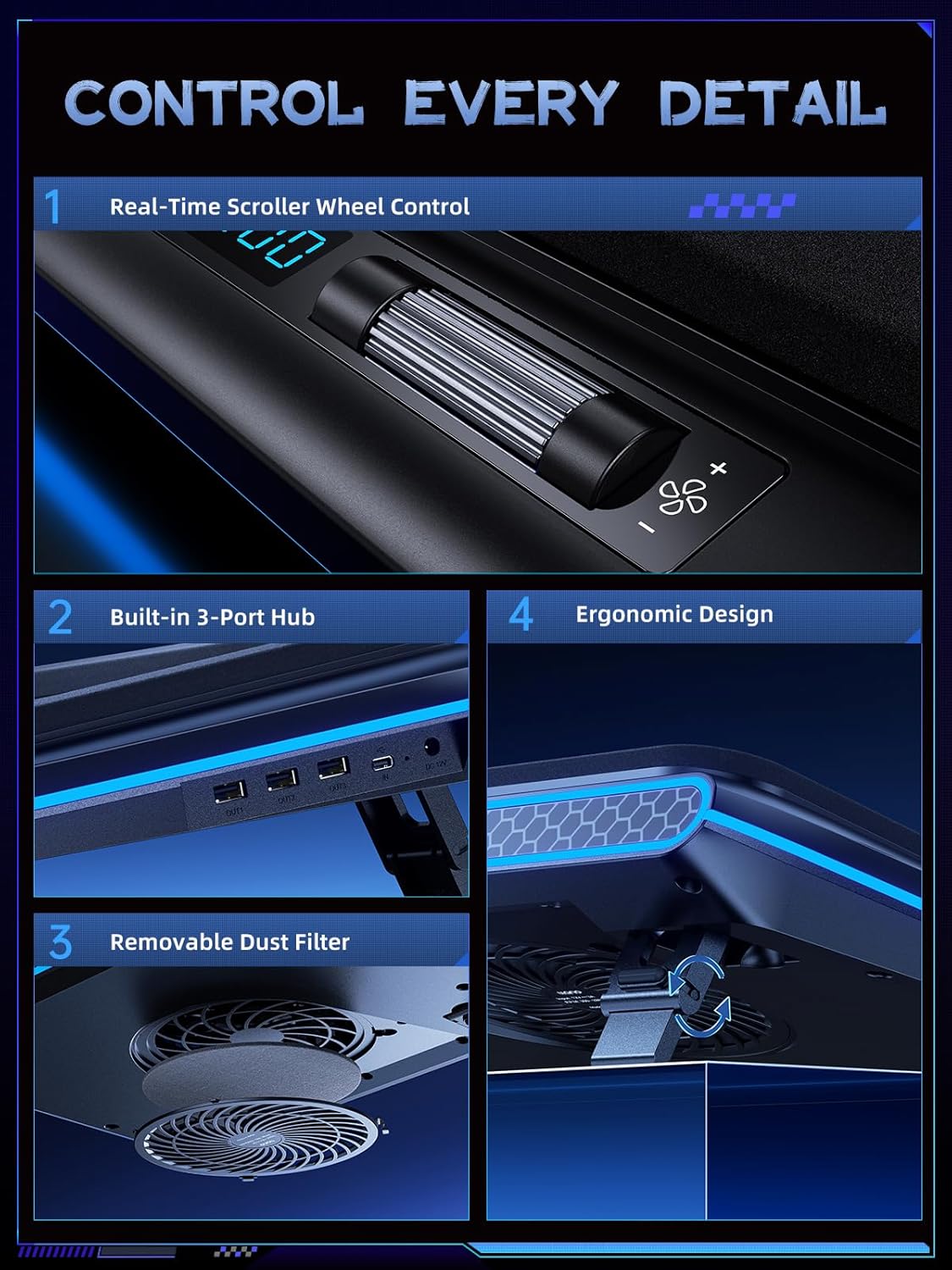 Detalle 2 de llano V12 RGB Cooling Pad ⚡