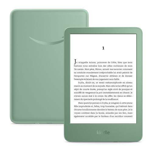 Detalle de Amazon Kindle (Nouvelle génération) – Le plus léger et compact, écran antireflets et éclairage avant réglable, 16 Go, sans publicités, Vert matcha