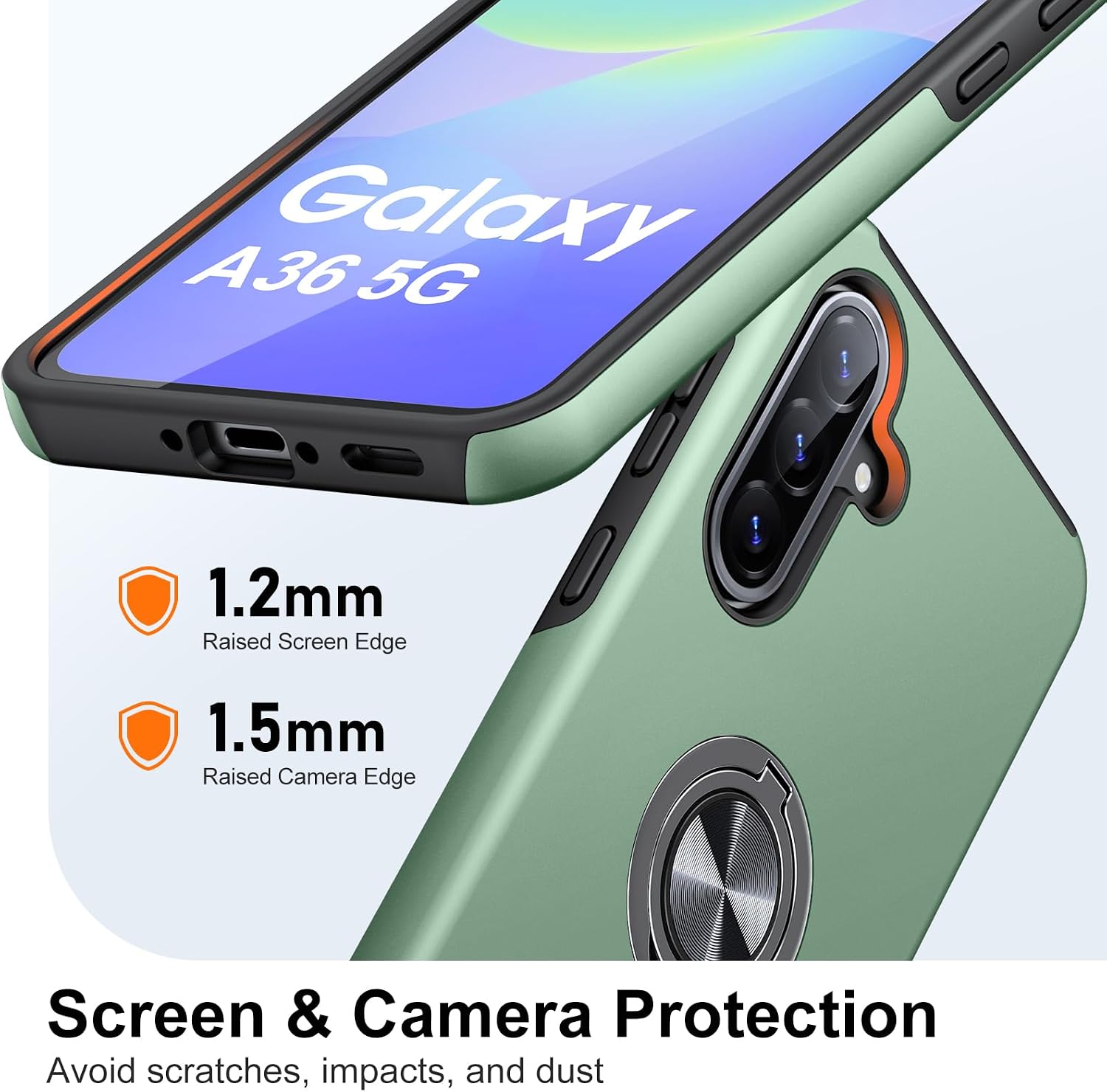 Detalle 2 de AOUIA Samsung Galaxy A36 5G case with 360° ring