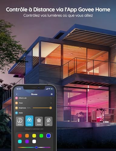 Detalle de Govee Ruban LED 5m RGB WiFi avec Assistant vocal et musique – Éclairage d’intérieur polyvalent