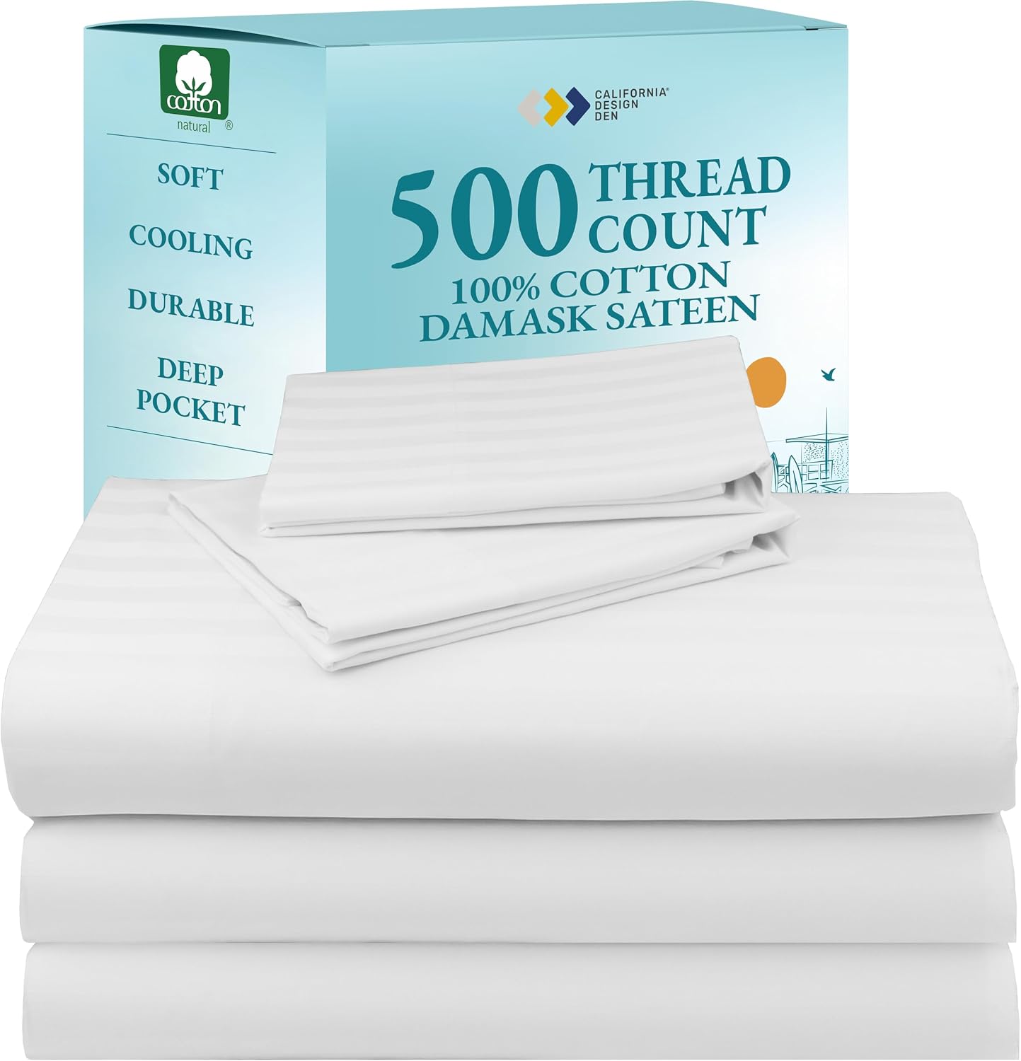 Detalle de Split King Sateen Sheets, 500 Thread