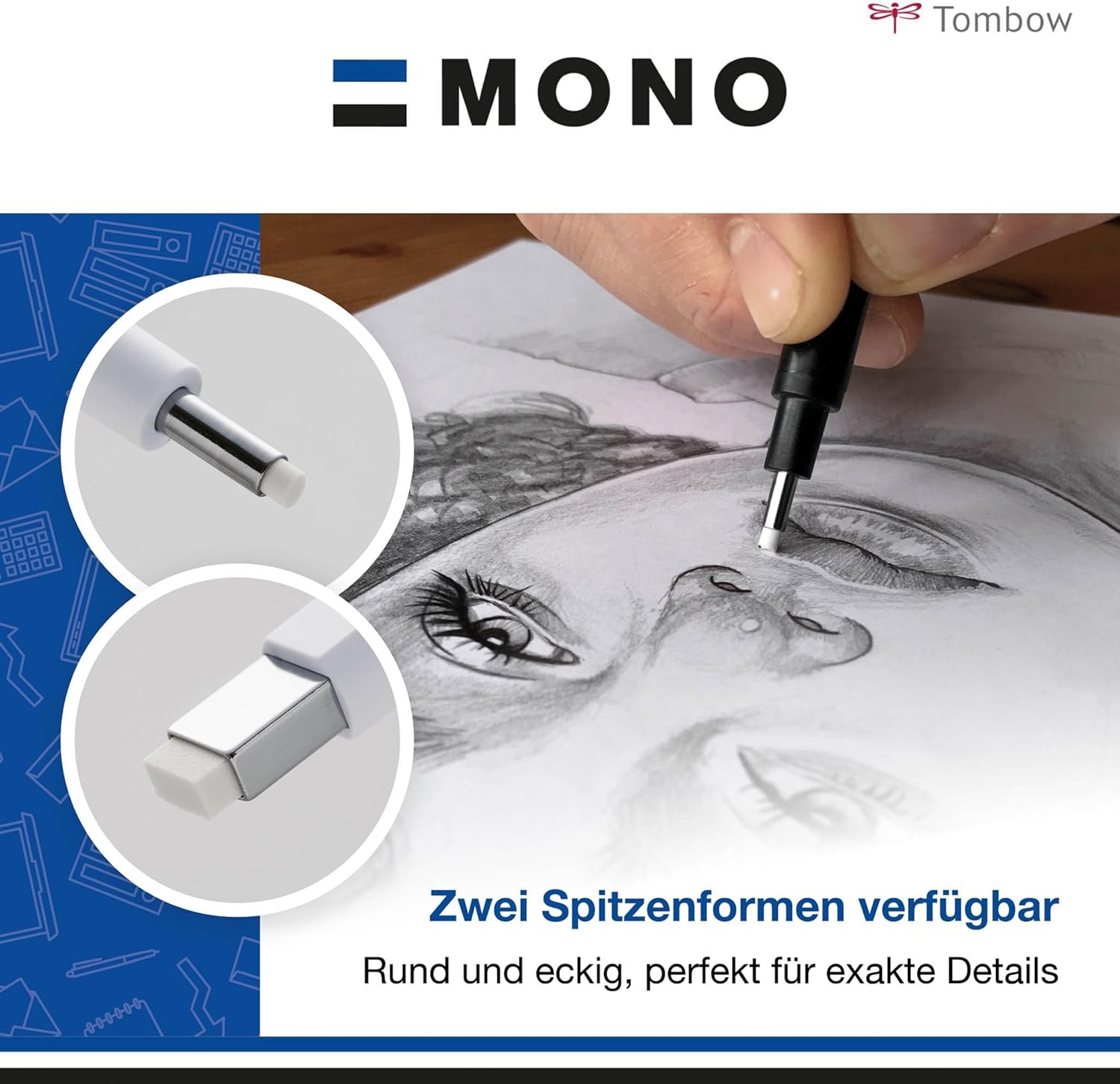 Thumbnail 4 de Tombow EH-KUR Präzisionsradierer MONO zero – nachfüllbar, runde Spitze 2,3 mm