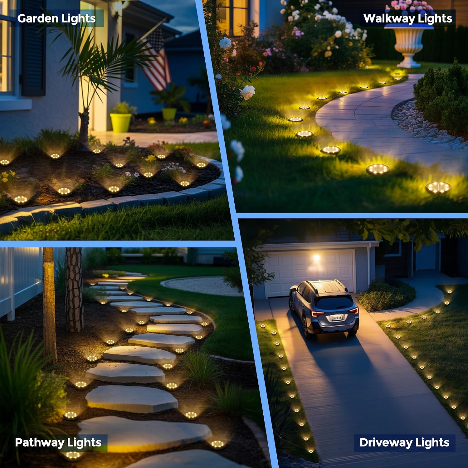 Thumbnail 6 de Solpex 20 Pack Solar Lights Outdoor Garden: 8 LEDs Ground Lights with IP65 Waterproofing