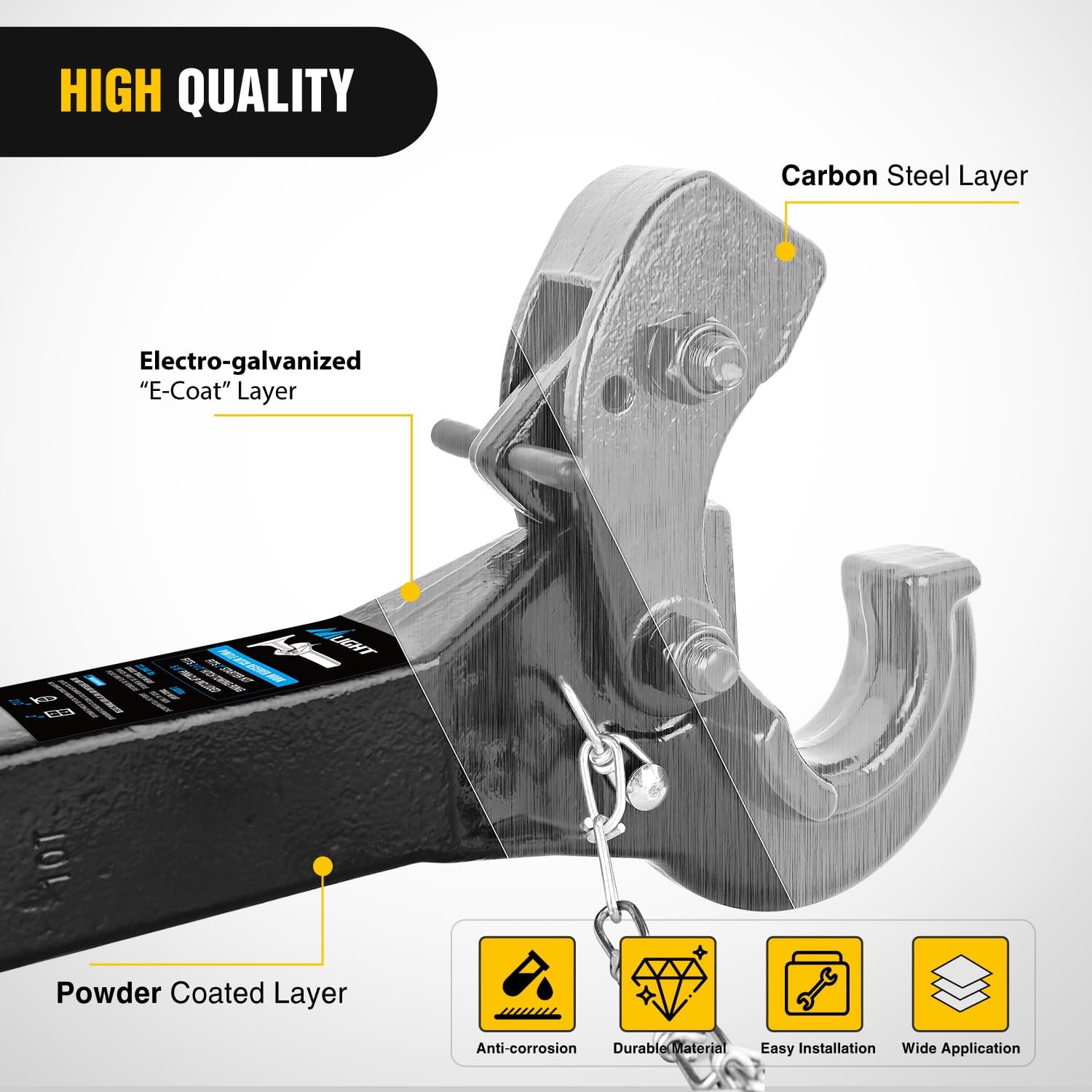 Thumbnail 3 de Nilight 10-Ton Pintle Hitch for 2-Inch Receiver: Heavy-Duty Military-Grade Utility