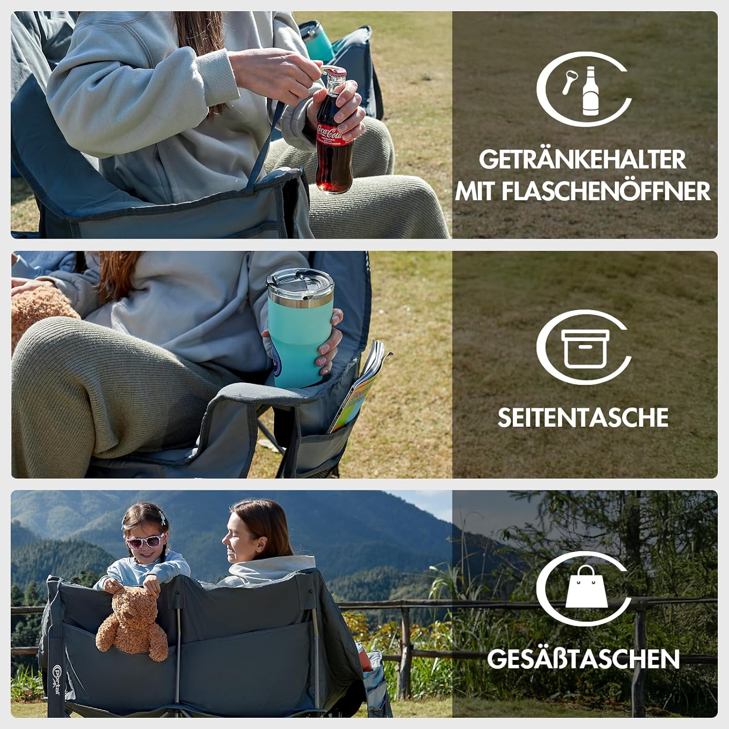 Detalle 2 de Portal Campingsofa Doppel Klappstuhl 272 kg