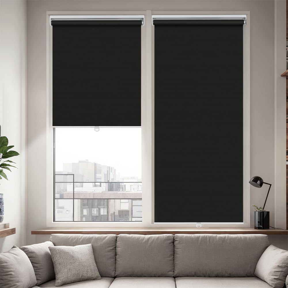 Detalle de KCO Cordless Blackout Roller Blind, 40" x 72", Black Polyester