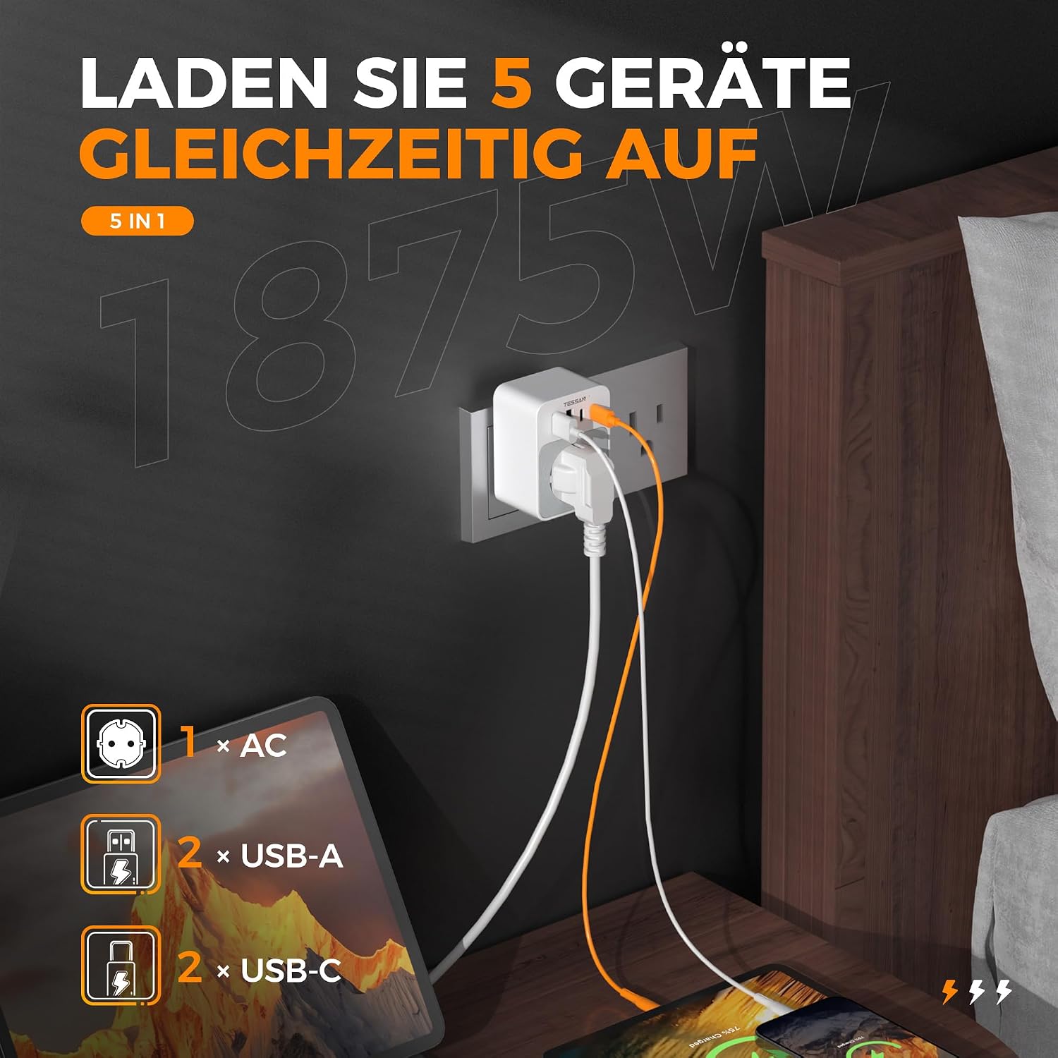 Thumbnail 4 de TESSAN USA Adapter Steckdose