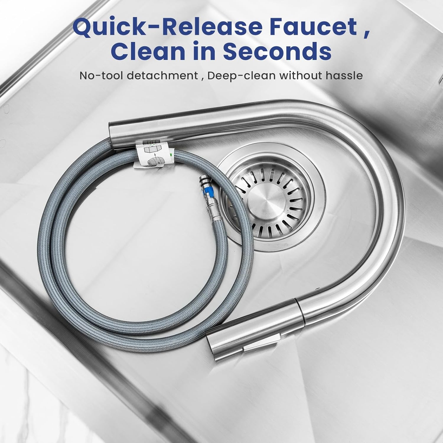 Thumbnail 6 de DERW Kitchen Tap Kitchen Mixer Tap with 360° Swivel Spout and 2-in-1 Pull-Out Sprayer