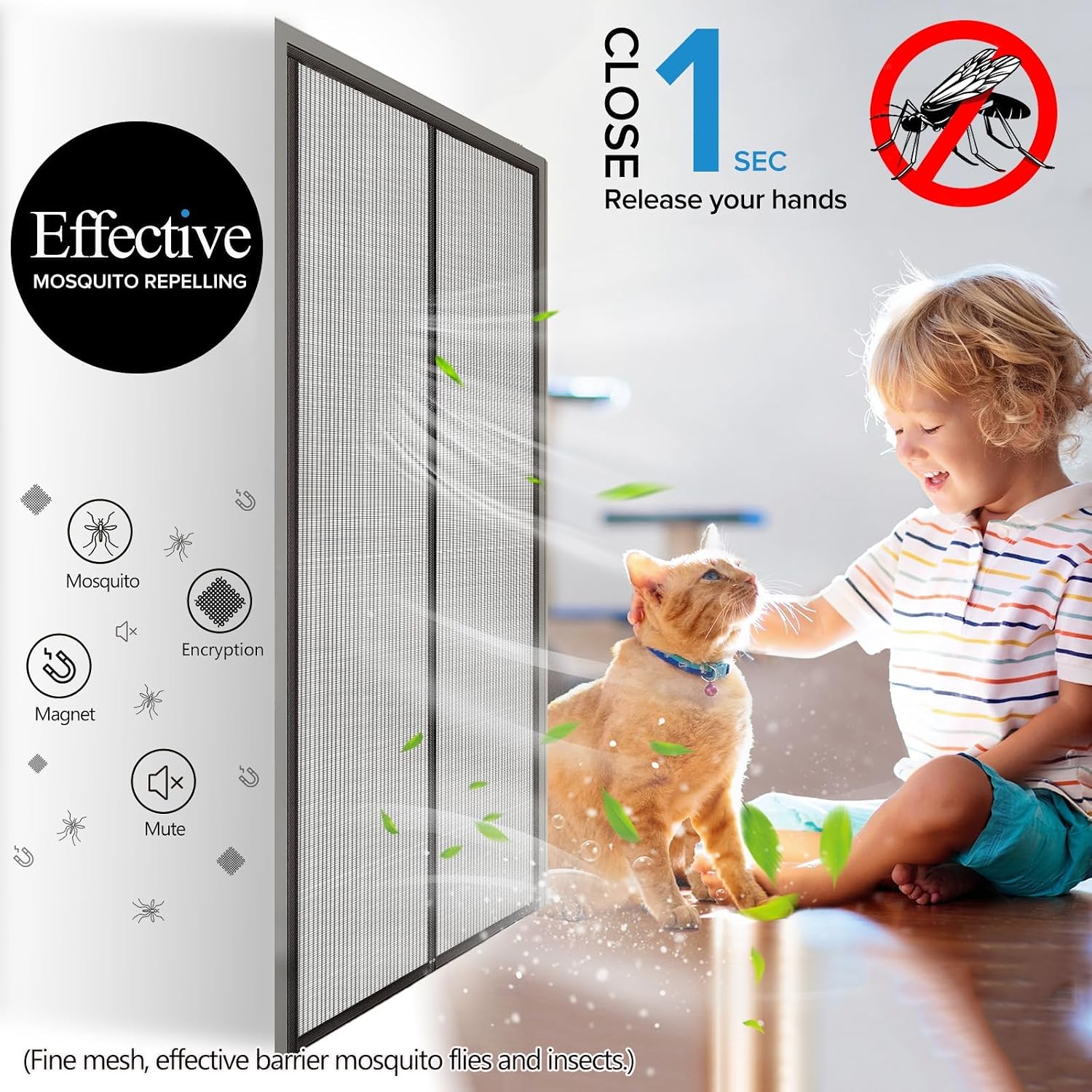 Detalle de BONLACES Magnetic Screen Door, PET Mesh