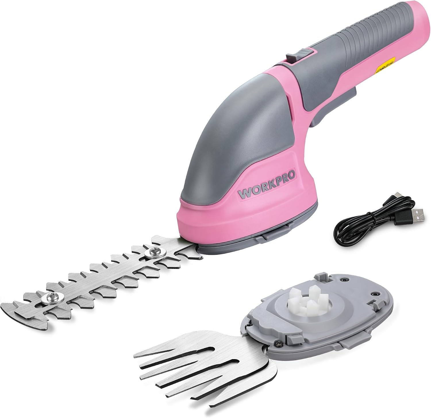 Detalle 2 de WORKPRO Forbici a Batteria 2 in 1: Cesoia elettrica leggera per prato e siepi, 3,6V/2Ah