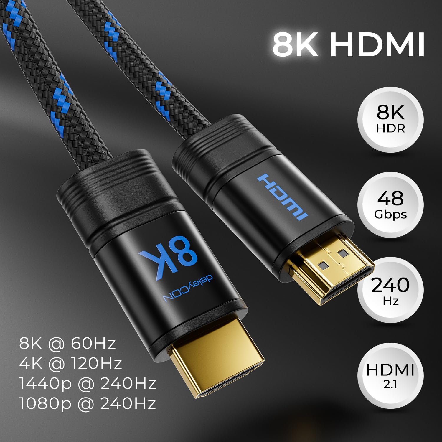 Thumbnail 2 de deleyCON 2m 8K HDMI 2.1b Kabel 48G