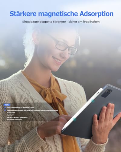 Detalle de Stylet iPad MYSTILUCK – précision capacitive avec détection de paume et charge rapide USB-C