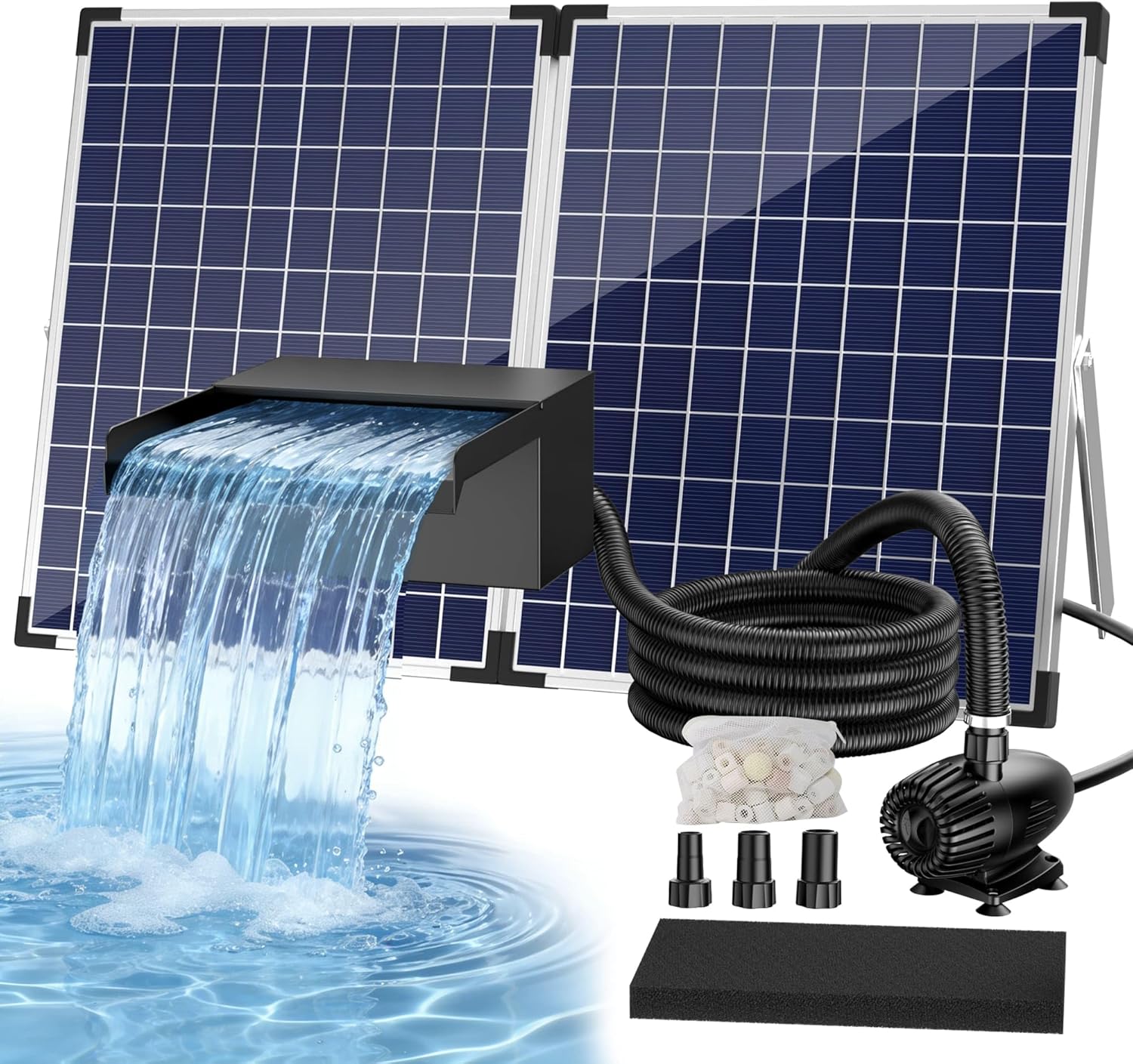Detalle de Biling 50W Solar Waterfall Pump – Stainless Steel Pond Kit for 4000L Ponds