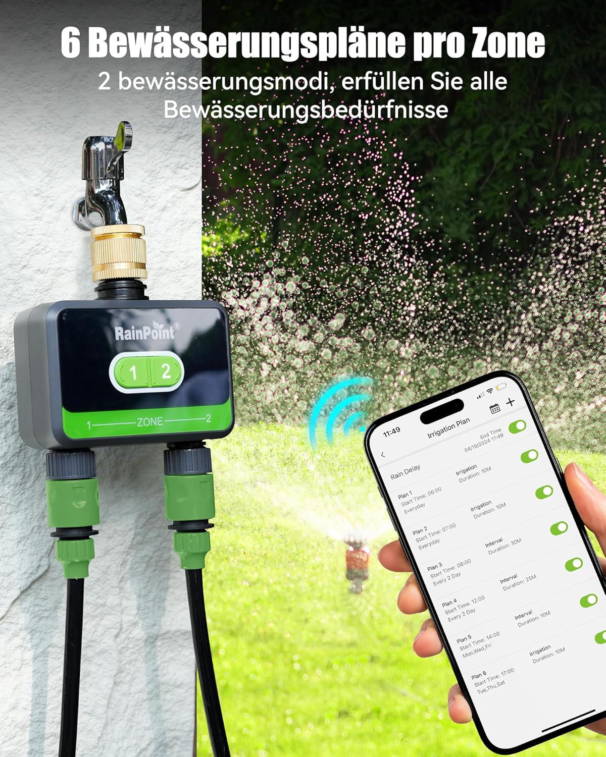 Thumbnail 1 de RAINPOINT Bewässerungscomputer WLAN mit 2 Ausgängen – automatische Gartenbewässerung per App & Sprachsteuerung