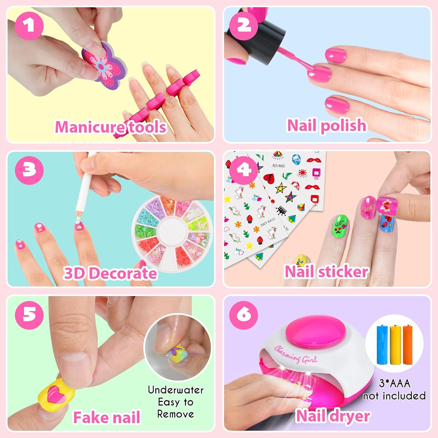 Thumbnail 2 de LemonDream Kids Nail Polish Sets – Fun, Safe DIY Nail Art Kit for Girls Aged 7–12