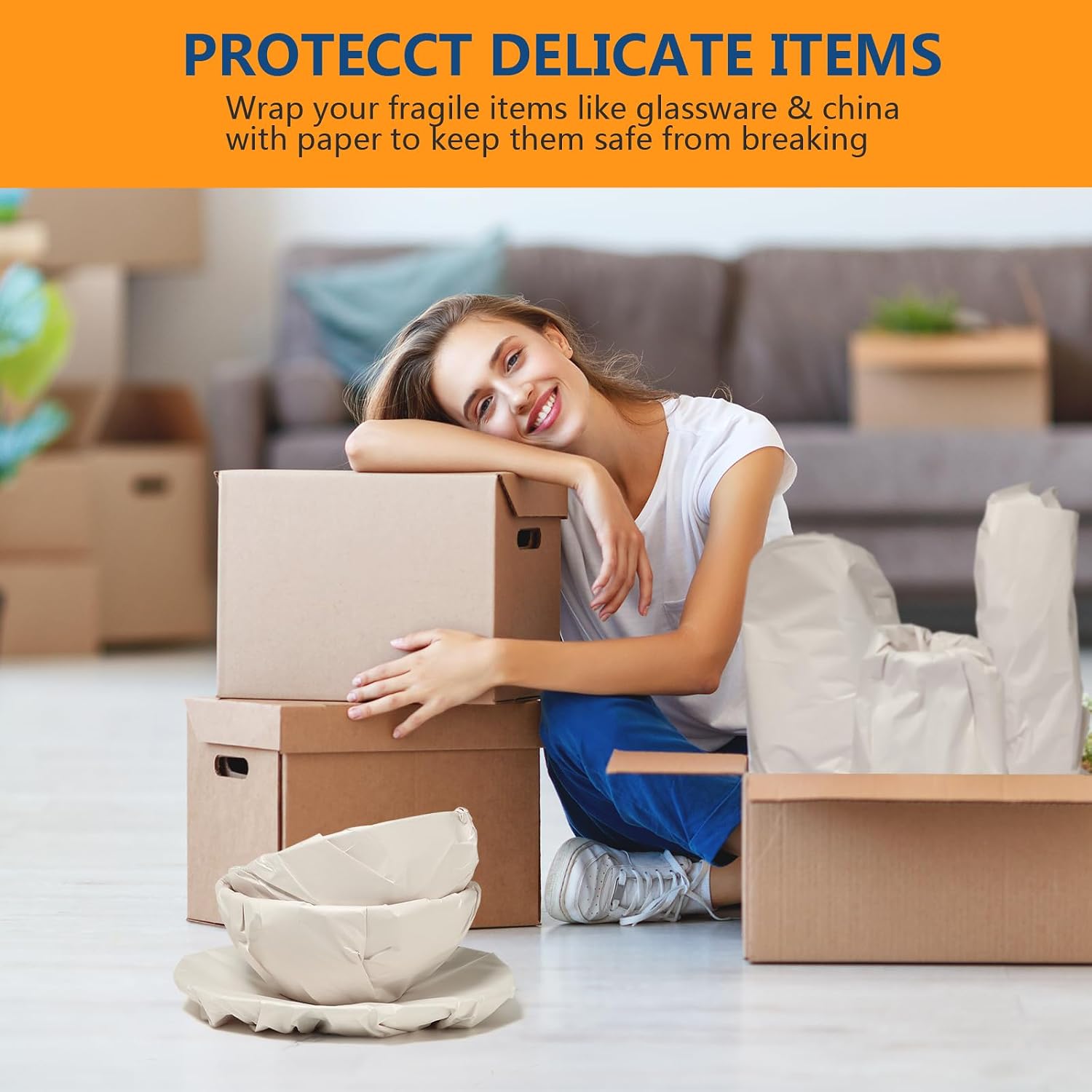 Detalle de IRELINM 200 Sheets Packing Paper 70cm x 38cm – Versatile Moving and Wrapping Paper