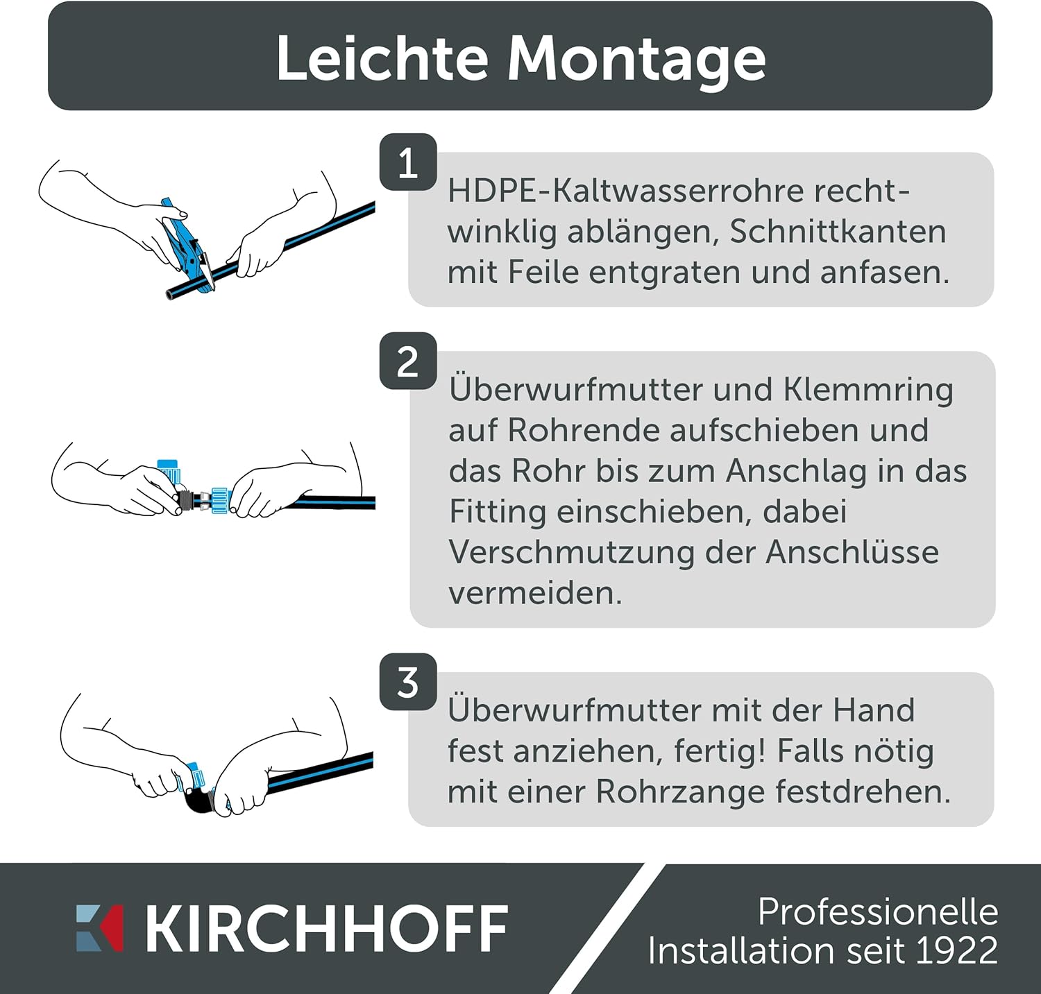 Detalle 2 de Kirchhoff Wasserleitung 32 mm × 50 m aus HDPE – DVGW geprüft, für Trinkwasser geeignet
