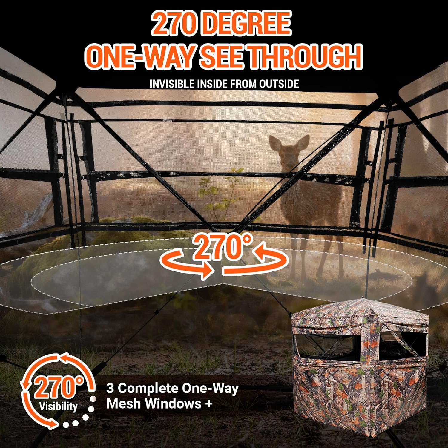 Thumbnail 1 de FUNHORUN 58F007 Hunting Blind, 270° See-Through Pop-Up Camo Shelter