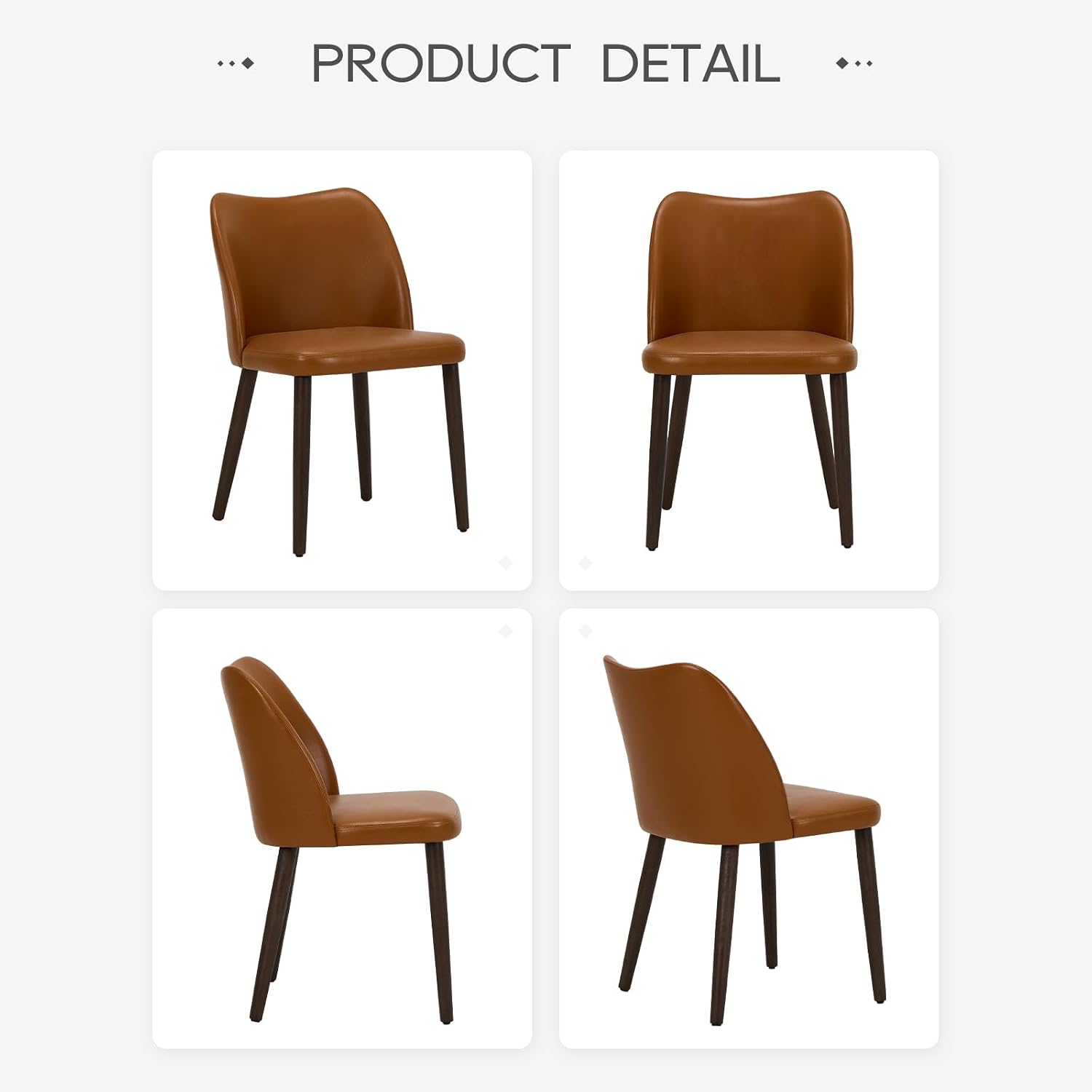 Thumbnail 5 de COLAMY CA3008B Dining Chairs, Set of 2, Light Brown PU Leather