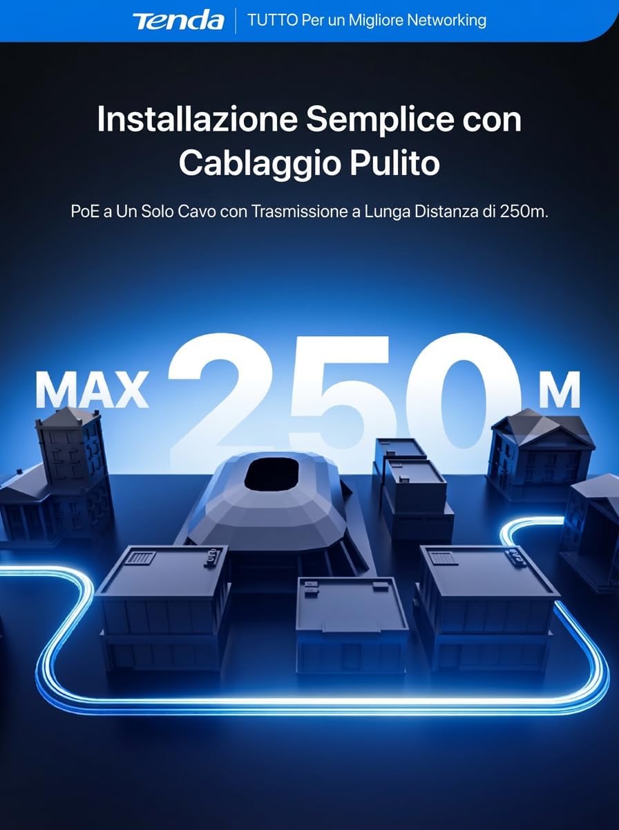 Thumbnail 2 de Tenda TN3108-8P NVR 4K 8CH PoE con registrazione H.265+, trasmissione 250 m e app di controllo remoto