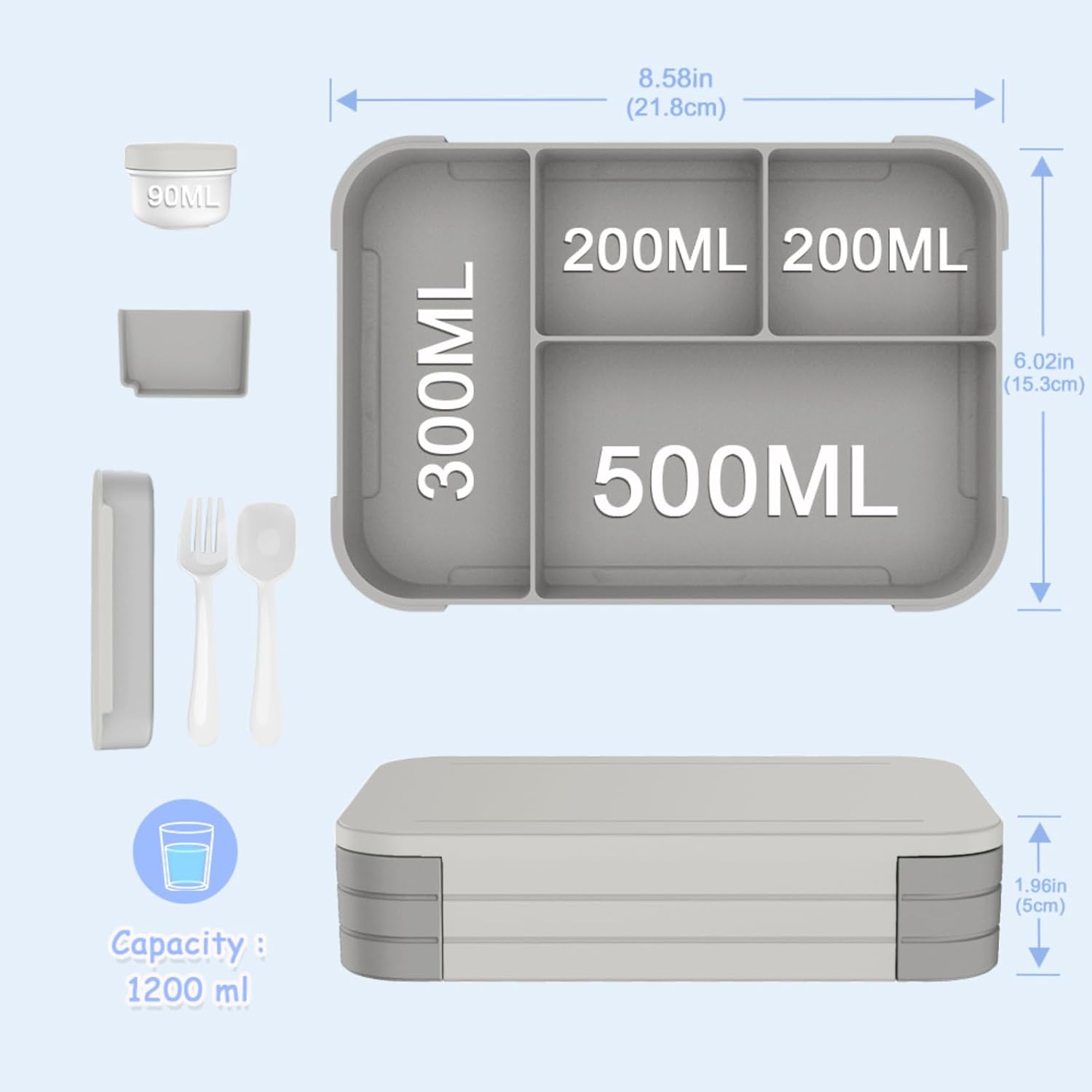 Thumbnail 4 de XJIANFU Brotdose Kinder mit Fächern 1200 ml Bento-Box