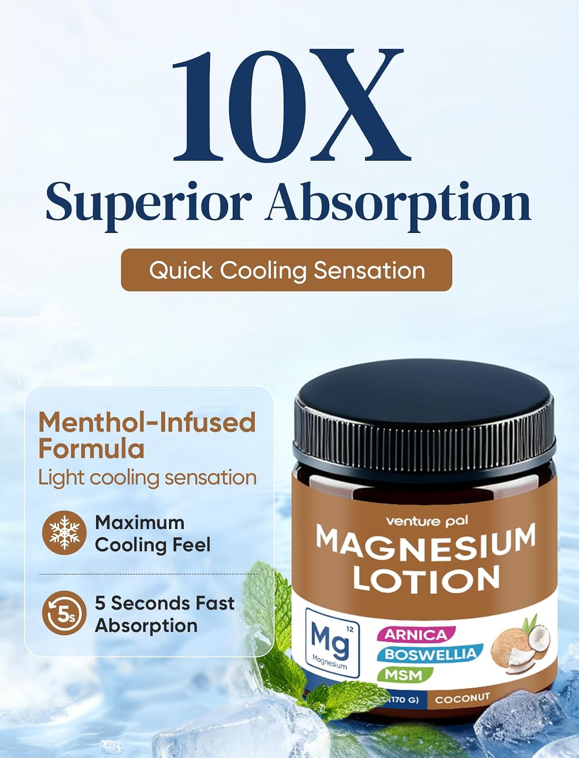 Thumbnail 3 de Venture Pal Magnesium Lotion with Arnica, MSM & Boswellia – Cooling Magnesium Cream for Legs & Feet (6 fl oz)